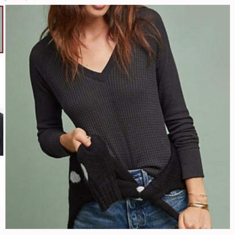 Anthropologie Maeve Pearson Waffle Knit- S- Black